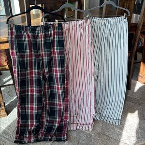 J. Crew 3 pair Multicolor Plaid Pajama Pants size M never worn